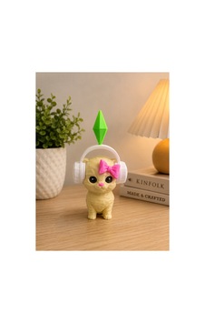 Sims Plumbob Kulaklıklı Kedi Figürü Sims Plumbob Kulaklıklı Kedi Figürü