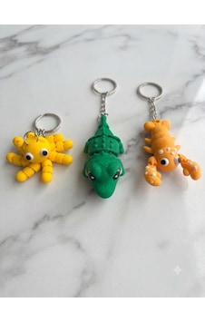 3'lü Set Eklemeli Hareketli 3d Tasarım Anahtarlık Ahtapot, Timsah Ve İstakoz Figürlü Sarı - Yeşil 3'lü Set Eklemeli Hareketli 3d Tasarım Anahtarlık Ahtapot, Timsah Ve İstakoz Figürlü Sarı - Yeşil