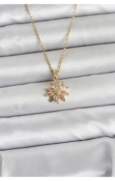 316l Çelik Zincir Gold Renk Pembe Papatya Model Kadın Kolye Çok Renkli 316l Çelik Zincir Gold Renk Pembe Papatya Model Kadın Kolye Çok Renkli