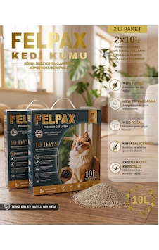 Felpax %100 Tozsuz Premium Aktif Karbonlu Hızlı Topaklanan Kedi Kumu 10l X 2 Adet