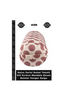 Delux Serisi Rahat Tekstil Stil Kırmızı Mandala Desen Bolster Sünger Dolgu Delux Serisi Rahat Tekstil Stil Kırmızı Mandala Desen Bolster Sünger Dolgu