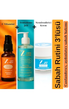 3 Lü Sabah Cilt Bakım Seti Yüz Temizleme Jeli + C Vitamini Serumu + Nemlendirici Krem 3 Lü Sabah Cilt Bakım Seti Yüz Temizleme Jeli + C Vitamini Serumu + Nemlendirici Krem