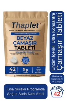 Thaplet Beyaz Çamaşır Deterjanı Tableti Ultra Etkili 42 Adet Tablet