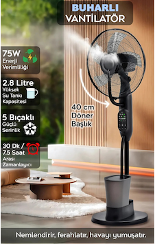 Buzlu Vantilatör Buharlı Nemlendirici Fan Zaman Ayarlı 2.8 Litre 75 Oda Soğutucu Dijital Buzlu Vantilatör Buharlı Nemlendirici Fan Zaman Ayarlı 2.8 Litre 75 Oda Soğutucu Dijital