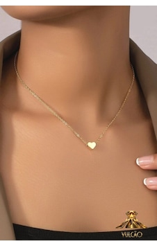 Gold Renk Zincir Kalp Kolye Altın Gold Renk Zincir Kalp Kolye Altın