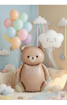 Ayıcık Folyo Balon 90 Cm + Bulut Balon 40 Cm + 10 Lu Makaron Balon Parti Süsleme Seti Kahverengi Ayıcık Folyo Balon 90 Cm + Bulut Balon 40 Cm + 10 Lu Makaron Balon Parti Süsleme Seti Kahverengi