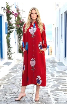 Veraura Lifestyle Kırmızı Balıklı Gömlek Elbise Veraura Lifestyle Kırmızı Balıklı Gömlek Elbise
