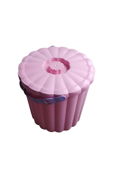 Yuvarlak Pembe Plastik Piknik Sepeti Organizer 12 litre
