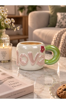 Dear Love Lüsterli Yeşil Porselen Kupa 480 Ml-7746 Çok Renkli Dear Love Lüsterli Yeşil Porselen Kupa 480 Ml-7746 Çok Renkli