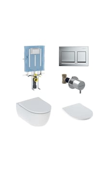 Geberit İcon Rimfree Asma Klozet + Kapak Ve Alpha Gömme Rezervuar Seti Beyaz Geberit İcon Rimfree Asma Klozet + Kapak Ve Alpha Gömme Rezervuar Seti Beyaz