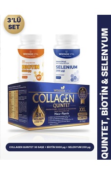 Hotay Nutrition Wooggs Vital Collagen Quintet 5 Tip Kolajen 30 Saşe + Biotin 5000 Mcg + Selenyum 200 Mcg 3'lü Set Hotay Nutrition Wooggs Vital Collagen Quintet 5 Tip Kolajen 30 Saşe + Biotin 5000 Mcg + Selenyum 200 Mcg 3'lü Set