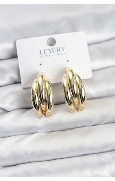 Gold Renk Pirinç Yarım Halka Model Kadın Küpe Gold Renk Pirinç Yarım Halka Model Kadın Küpe