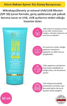 Apis Natural Hücre Nektarı İçeren Koruyucu Yüz Güneş Kremi SPF50 50 ML Apis Natural Hücre Nektarı İçeren Koruyucu Yüz Güneş Kremi SPF50 50 ML
