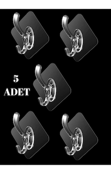 5 Adet Kendinden Yapışkanlı Banyo&mutfak Askı Aparatı Şeffaf