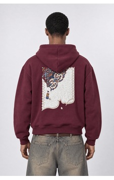 Respire Erkek Sabr Patch Detaylı Oversize Hoodie Bordo Respire Erkek Sabr Patch Detaylı Oversize Hoodie Bordo