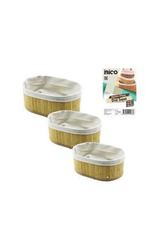 İbico İ12-068 3 Boy Oval Bambu Kenar Organizer Sepet Ahşap Altlık & Bezli 13x22-16x26-20x30cm W İbico İ12-068 3 Boy Oval Bambu Kenar Organizer Sepet Ahşap Altlık & Bezli 13x22-16x26-20x30cm W
