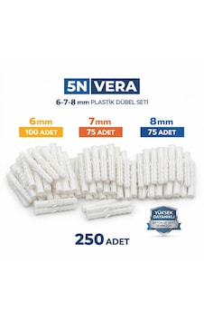 250 Adet Plastik Dübel Seti 6mm-7mm-8mm Duvar Ve Beton Montaj Dübeli