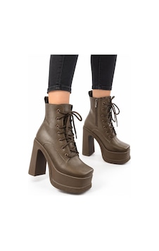 Asmi Shoes Kadın Magret Kahverengi Bağcıklı Detaylı 12 Cm Platform Topuklıu Fermuarlı Bot Asmi Shoes Kadın Magret Kahverengi Bağcıklı Detaylı 12 Cm Platform Topuklıu Fermuarlı Bot