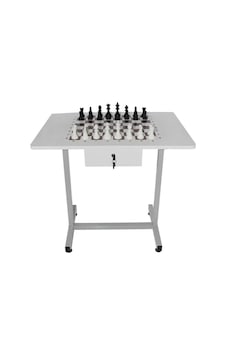 Satranç Masası Komple Metal Ayaklı 60x80 Cm Beyaz