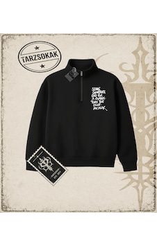 Tarzsokak Gotik & Grunge Streetwear Some Chapters Yarım Fermuarlı Sweatshirt Siyah Tarzsokak Gotik & Grunge Streetwear Some Chapters Yarım Fermuarlı Sweatshirt Siyah
