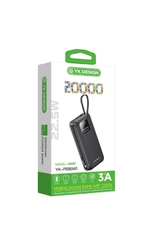 Yk Design Yk-pb5040 20000 Mah 22.5w Kablolu Lcd Göstergeli Powerbank Siyah Yk Design Yk-pb5040 20000 Mah 22.5w Kablolu Lcd Göstergeli Powerbank Siyah