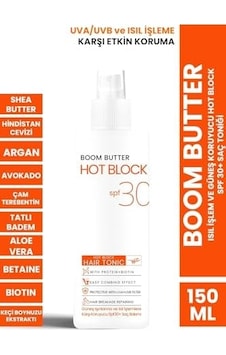 Boom Butter Isıl İşlem Ve Güneş Koruyucu Hot Block Spf 30+ Saç Toniği 150ml Boom Butter Isıl İşlem Ve Güneş Koruyucu Hot Block Spf 30+ Saç Toniği 150ml