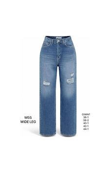 Miss Poem Kadın Orta Mavi Yırtık Detaylı Wide Leg Jean Pantolon Miss Poem Kadın Orta Mavi Yırtık Detaylı Wide Leg Jean Pantolon