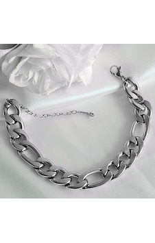 Gümüş Renk Şavin Kuşgözü Unisex Erkek Çelik Bileklik - 3010