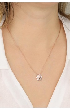 Beyaz Taşlı Kar Tanesi Gümüş Kolye Rose Gold Beyaz Taşlı Kar Tanesi Gümüş Kolye Rose Gold