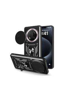 Honor Magic 7 Lite Kılıf Magnetik Standlı Kamera Korumalı Sürgülü Vega Kapak Siyah Honor Magic 7 Lite Kılıf Magnetik Standlı Kamera Korumalı Sürgülü Vega Kapak Siyah
