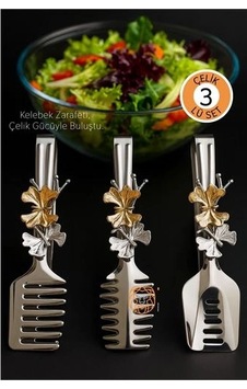 Kelebek Figürlü 3 Lü Paslanmaz Çelik Servis Maşası Seti - Salata, Pasta Ve Izgara Maşası 722696 Kelebek Figürlü 3 Lü Paslanmaz Çelik Servis Maşası Seti - Salata, Pasta Ve Izgara Maşası 722696