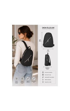 Moda Çınar 2 Gözlü Çapraz Sırt Çantası Siyah