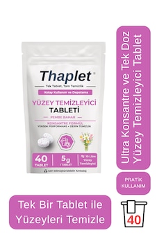 Thaplet Yüzey Temizleyici Tableti 40 Adet Ultra Kullanışlı Konsantre Tablet - Pembe Bahar Tekli