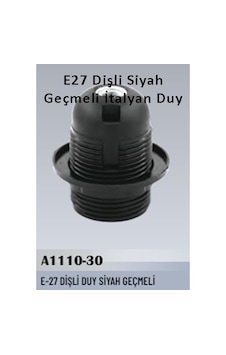 20 Adet E27 Dişli Siyah Geçmeli İtalyan Duy 20 Adet E27 Dişli Siyah Geçmeli İtalyan Duy