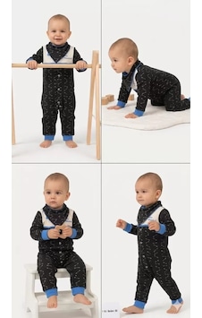 Pekminibebe 3/12 Ay Fularlı Bebek Tulumu Lacivert