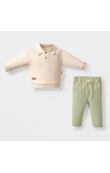 Bellamio Kids Yaka Düğmeli Erkek Bebek Keten Pantolonlu Takım - Yeşil Yeşil Bellamio Kids Yaka Düğmeli Erkek Bebek Keten Pantolonlu Takım - Yeşil Yeşil