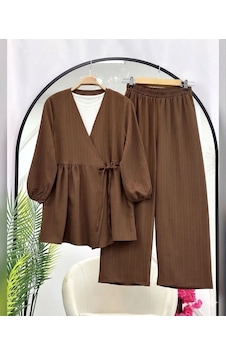 Lovie Moda Kadın Trend Viskon İkili Takım - Kahverengi Lovie Moda Kadın Trend Viskon İkili Takım - Kahverengi