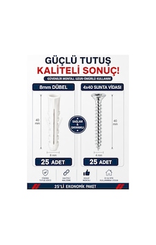 50li Vida Dubel Seti 4x40 8mm Diğer 50li Vida Dubel Seti 4x40 8mm Diğer