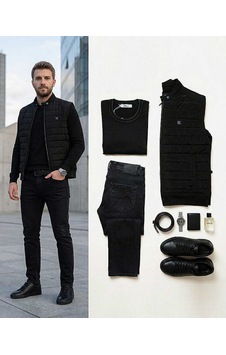 Bys Beystil Erkek Siyah Slim Fit Denim Kot Pantolon 485