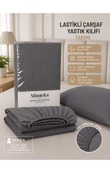 Minteks Ranforce Tek Kişilik Fitted Lastikli Çarşaf Seti Gri Minteks Ranforce Tek Kişilik Fitted Lastikli Çarşaf Seti Gri