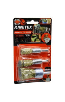 Kinetex Ktx-3390 Saçaklı Tel Fırça 12mm 16mm 25mm 3 Adet Set Matkapa Takılabilir - 10'li Paket
