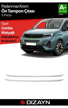S-dizayn Opel Combo Makyajlı Krom Ön Tampon Çıtası 2 Prç 2023 Üzeri A+ Kalite