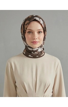 Bushu Lavender Twill Eşarp - Çiçek Desenli Mor kahverengi Bushu Lavender Twill Eşarp - Çiçek Desenli Mor kahverengi