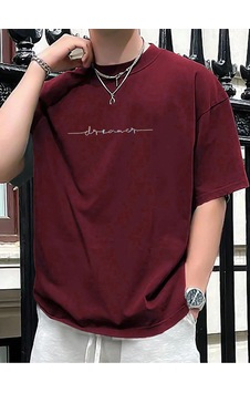 Startmore Oversize Erkek Dreamer Baskılı Bisiklet Yaka T-shirt Kırmızı