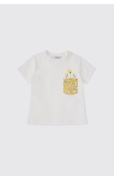 Panço Liberty Kumaş Çiçek Desenli Kız Bebek Tişört Krem Panço Liberty Kumaş Çiçek Desenli Kız Bebek Tişört Krem