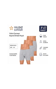 Yıldız Çamaşır Erkek Süprem Erkek Paçalı Boxer 05-140-141 - 3 Adet Gri Yıldız Çamaşır Erkek Süprem Erkek Paçalı Boxer 05-140-141 - 3 Adet Gri