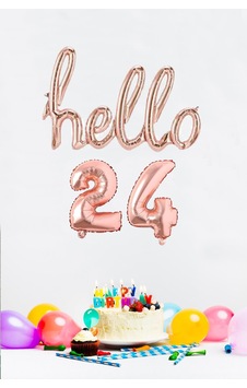 24 Yaş Doğum Günü Balonları - Hello 24 El Yazısı Rose Gold Renk Folyo Balon Pembe 24 Yaş Doğum Günü Balonları - Hello 24 El Yazısı Rose Gold Renk Folyo Balon Pembe