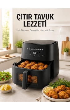 Yağsız Yemek Pişirme İçin Dijital Air Fryer Fritöz Altın Yağsız Yemek Pişirme İçin Dijital Air Fryer Fritöz Altın
