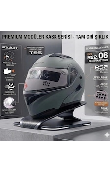 Mx Helmets 902 Çene Açılır Motosiklet Kaskı Gri