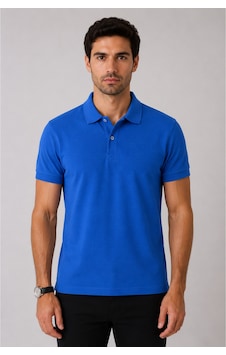 Parshey Regular Fit %100 Pamuk Polo Yaka Yarım Kollu Basic T-shirt Sax Mavi Parshey Regular Fit %100 Pamuk Polo Yaka Yarım Kollu Basic T-shirt Sax Mavi